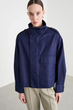 Blouson in gabardina antigoccia - Blu