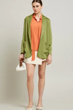 Blusa in crépe con foulard - Arancione