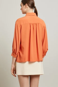 Blusa in crépe con foulard - Arancione