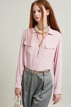 Blusa in crépe di misto seta - Rosa