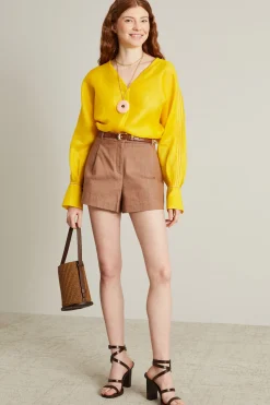 Blusa in garza naturale - Giallo