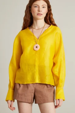Blusa in garza naturale - Giallo
