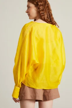 Blusa in garza naturale - Giallo