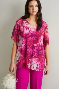 Blusa in georgette di seta - Rosa Bianco