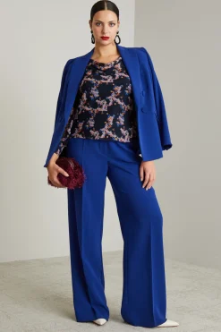 Blusa in georgette stampata - Blu Notte