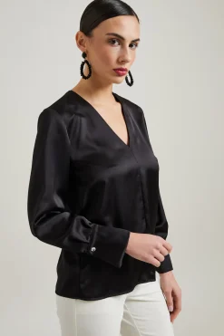 Blusa in raso - Nero