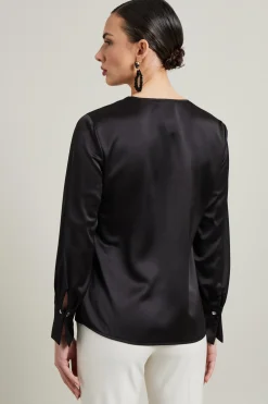 Blusa in raso - Nero
