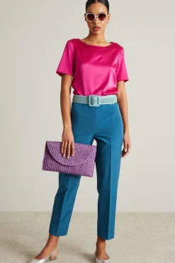 Blusa in raso di seta - Fuxia