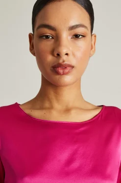 Blusa in raso di seta - Fuxia