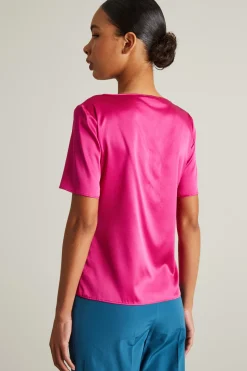 Blusa in raso di seta - Fuxia