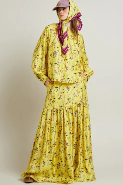 Blusa in seta - Giallo Floreale