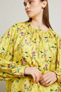 Blusa in seta - Giallo Floreale