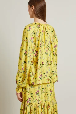 Blusa in seta - Giallo Floreale