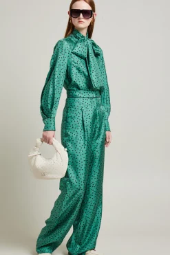 Blusa in twill con foulard - Verde
