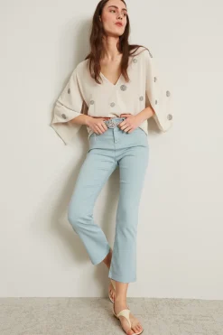Blusa lunga con strass - Ghiaccio