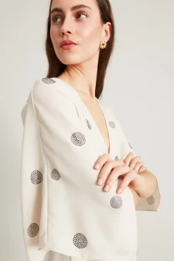Blusa lunga con strass - Ghiaccio