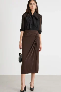 Blusa a foulard in georgette - Nero