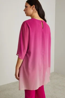 Blusa asimmetrica in georgette - Rosa Fuxia
