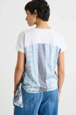 Blusa bimateriale - Azzurro Blu Bianco