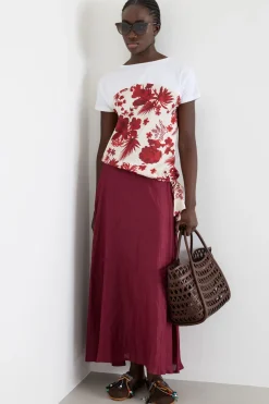 Blusa bimateriale - Bianco Rosso