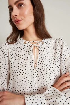 Blusa con apertura a goccia - Bianco