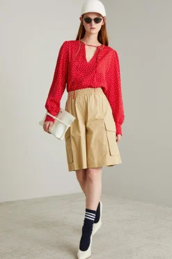Blusa con apertura a goccia - Rosso