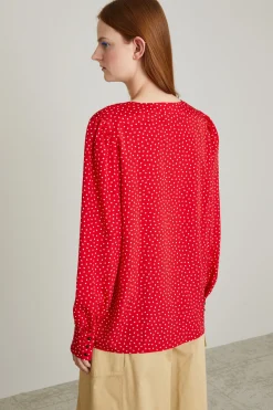 Blusa con apertura a goccia - Rosso