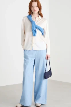 Blusa con bottoni nascosti - Bianco