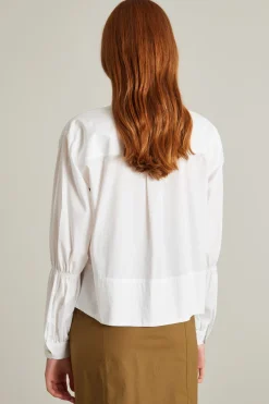Blusa con collo a coulisse - Bianco