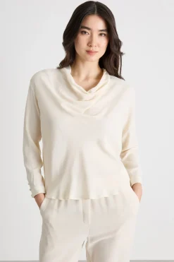 Blusa con collo a cratere - Bianco