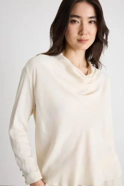 Blusa con collo a cratere - Bianco