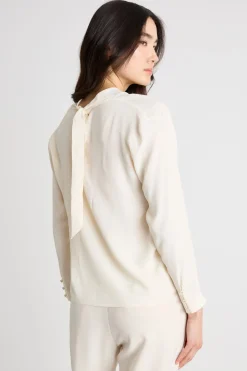 Blusa con collo a cratere - Bianco