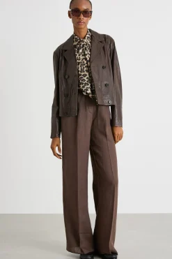 Blusa con collo a foulard - Animalier
