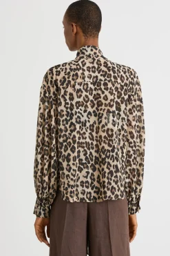 Blusa con collo a foulard - Animalier