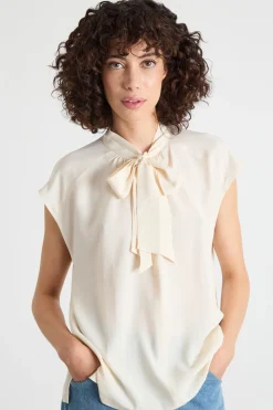 Blusa con collo a foulard - Bianco