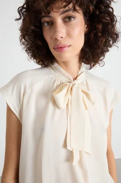 Blusa con collo a foulard - Bianco