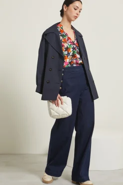 Blusa con collo a foulard - Fucsia Verde Arancione
