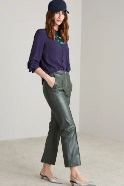 Blusa con collo alla coreana - Blu