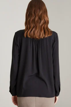 Blusa con collo alla coreana - Nero