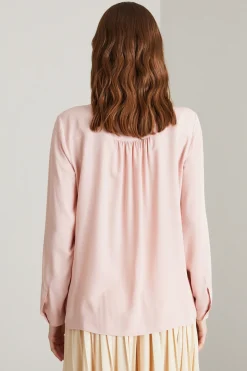 Blusa con collo alla coreana - Rosa