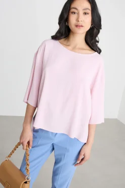 Blusa con fondo asimmetrico - Rosa