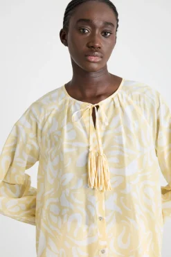 Blusa con lacci - Giallo Bianco