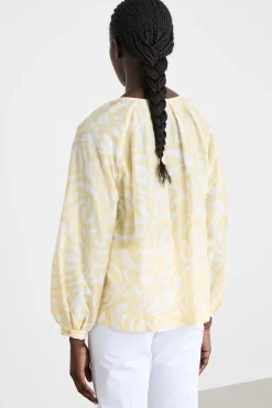 Blusa con lacci - Giallo Bianco