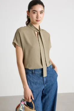 Blusa con micro cristalli - Verde