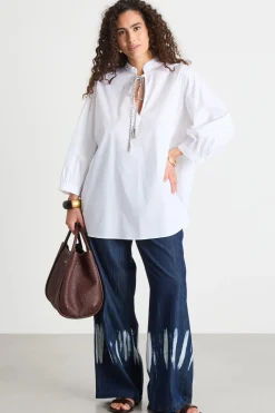 Blusa con nappe - Bianco