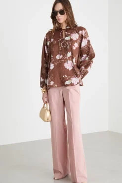 Blusa con nastri - Marrone