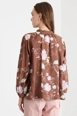 Blusa con nastri - Marrone