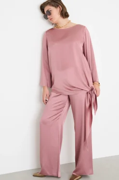 Blusa con nodo laterale - Rosa