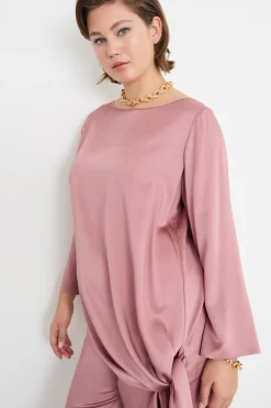 Blusa con nodo laterale - Rosa