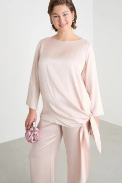 Blusa con nodo laterale - Rosa